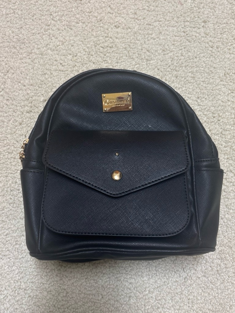 Amazon Black Mini Kids Backpack with Gold Accent Plate